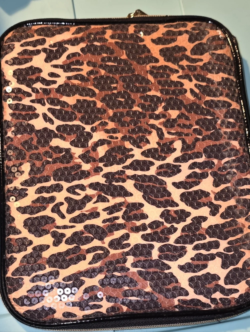 Betsey Johnson Leopard Sequin Zip Around Tablet Case
